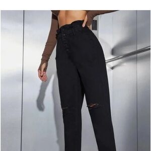 SHEIN Black High Rise paperbag Jeans size M